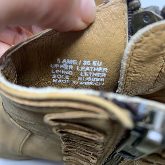 Musse & Cloud Athya Tan Leather Western Bootie Ankle Boot US Womens Size 5 EU 36 - Picture 10 of 10